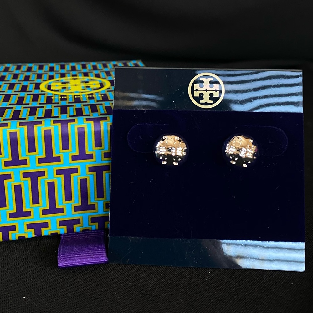Tory Burch Dome Logo Stud Earrings